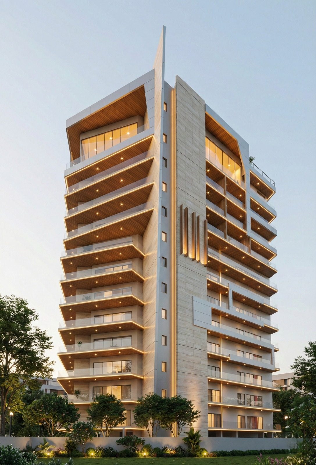 Immeuble OG, façade au crépuscule - INGEST